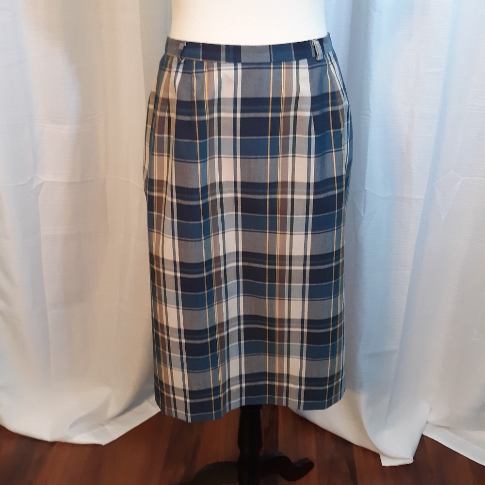 Vtg plaid sears mary Lewis koratron skirt sz 10 *R - Picture 1 of 6